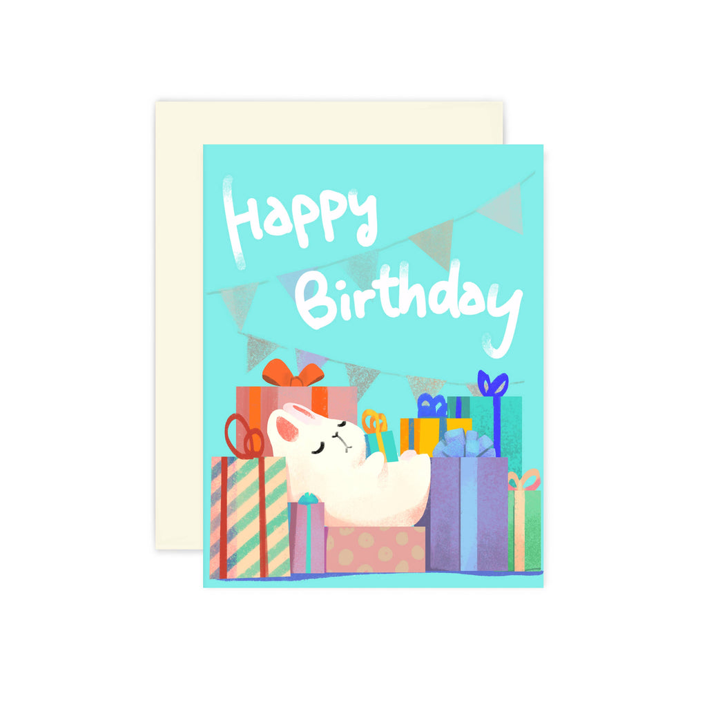 Bunny with Gift Birthday Card