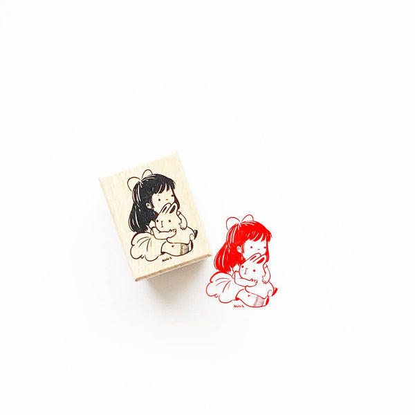 Girl with Bunny Stamp