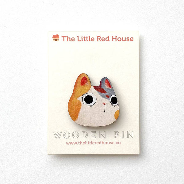 Calico Cat Wooden Pin