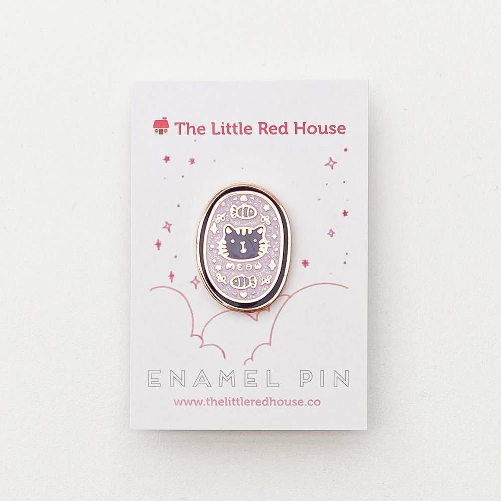 Cat Badge Speckle Enamel Pin