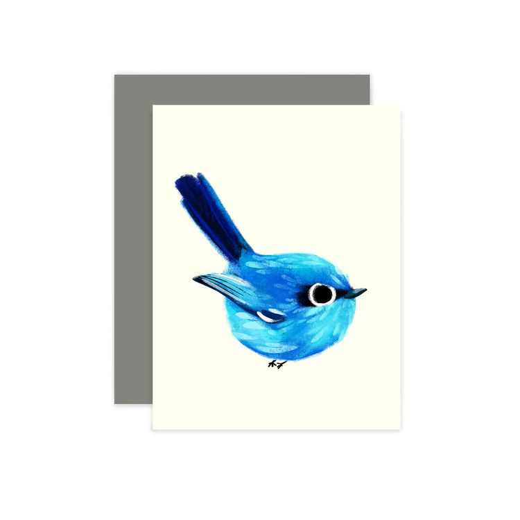 Blue Fairy Wren Bird Card