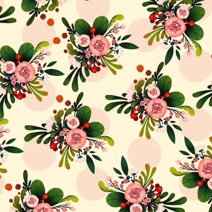 Pink and Cream Floral Wrapping Paper