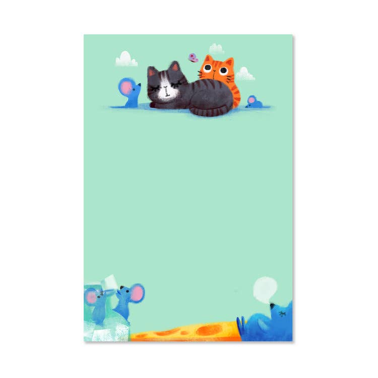 Sleepy Cat and Mouse Notepad