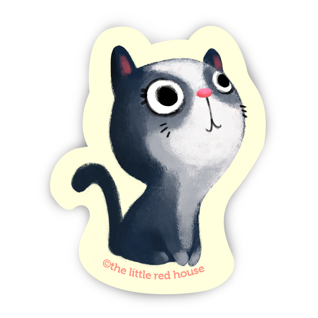 Grey Cat Vinyl Sticker