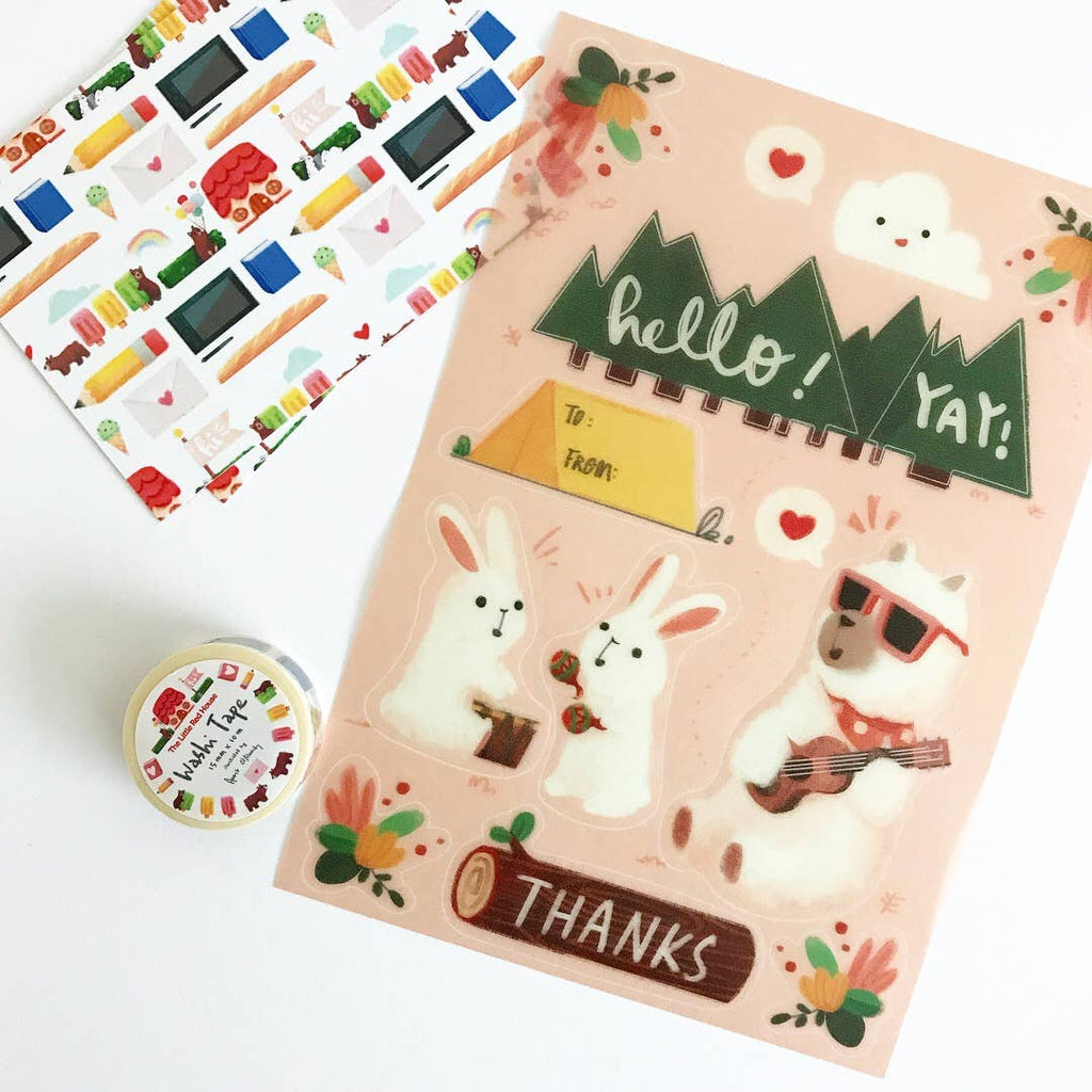 Alpaca Camping Washi Stickers