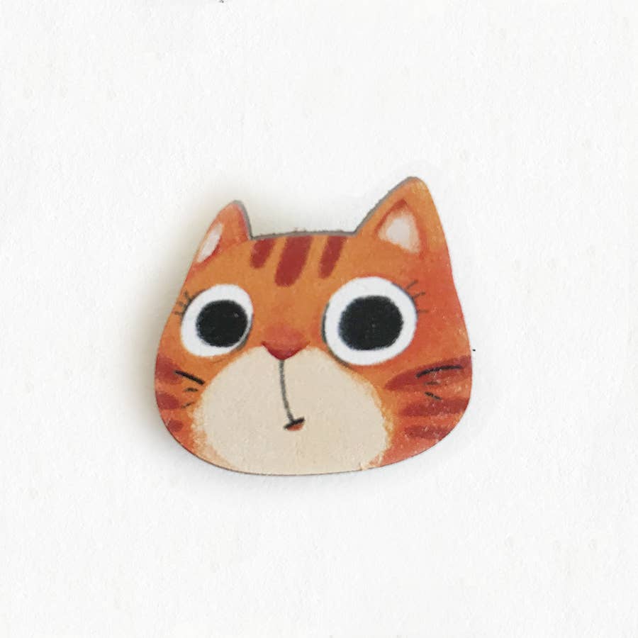 Orange Tabby Wooden Pin