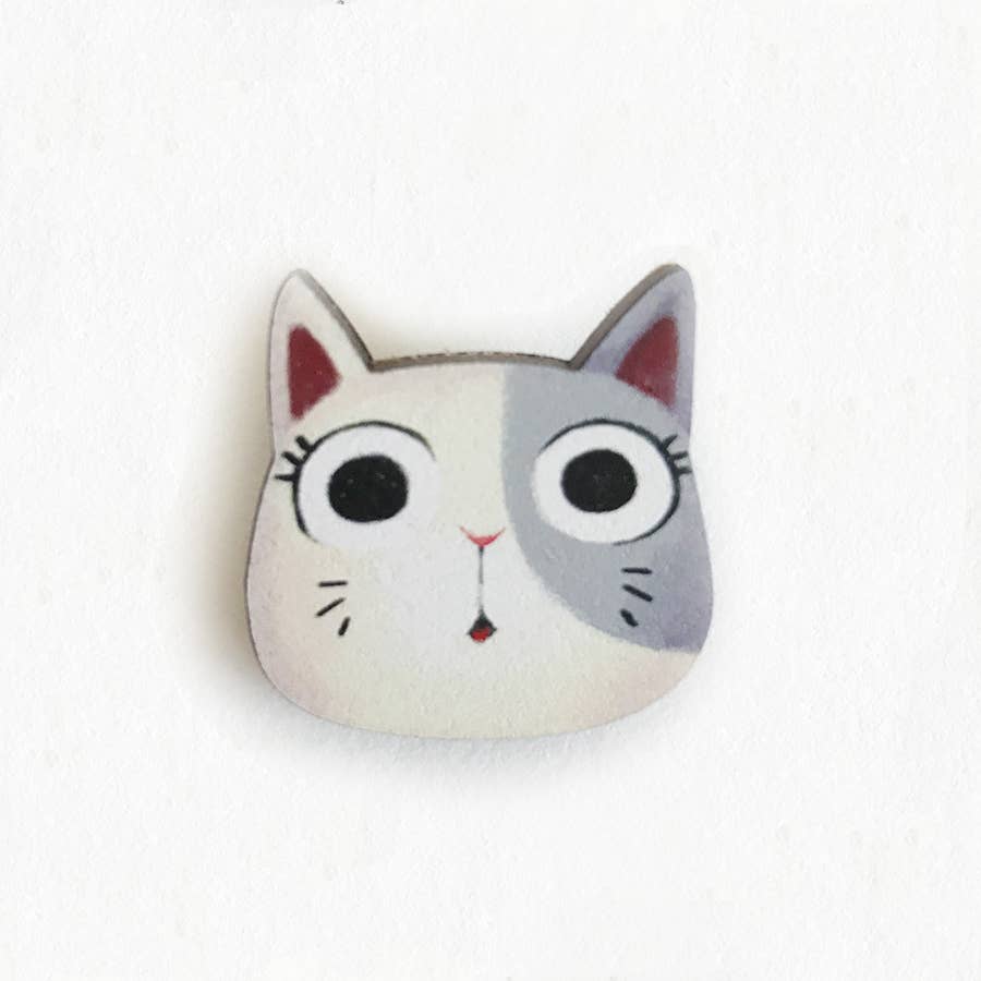 Chubby Cat Wooden Pin