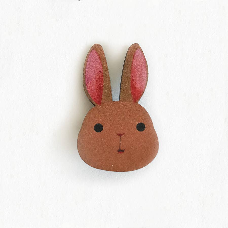 Brown Rabbit Wooden Pin