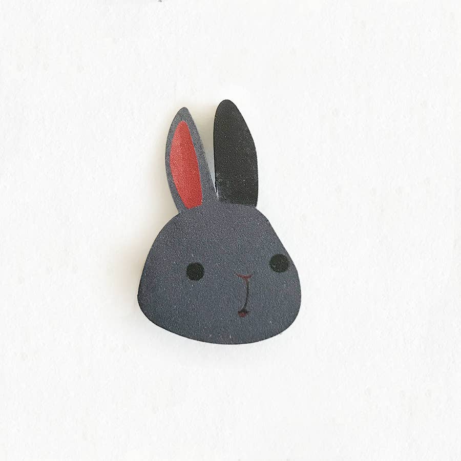 Black Rabbit Wooden Pin