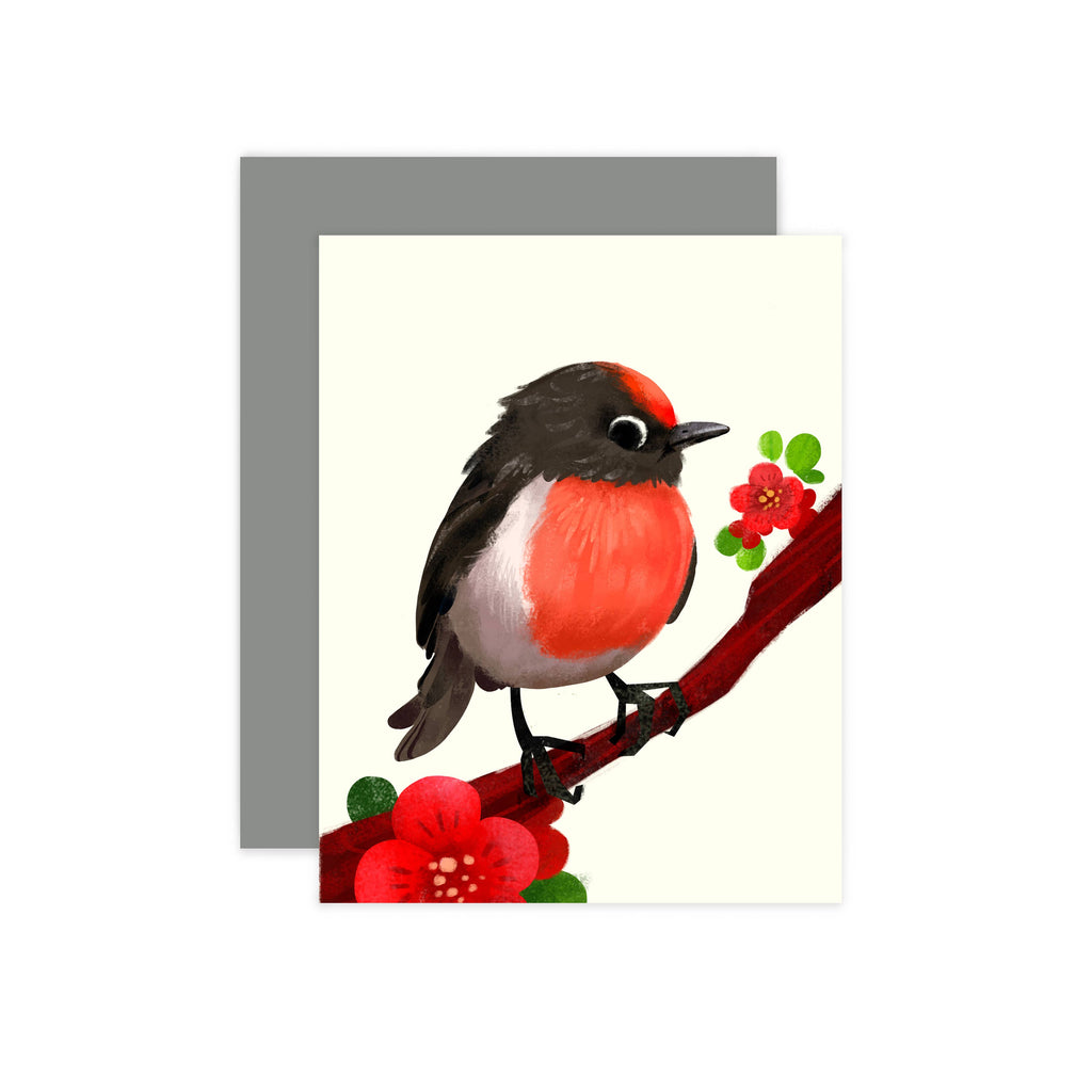 Red-Capped Robin Bird Card