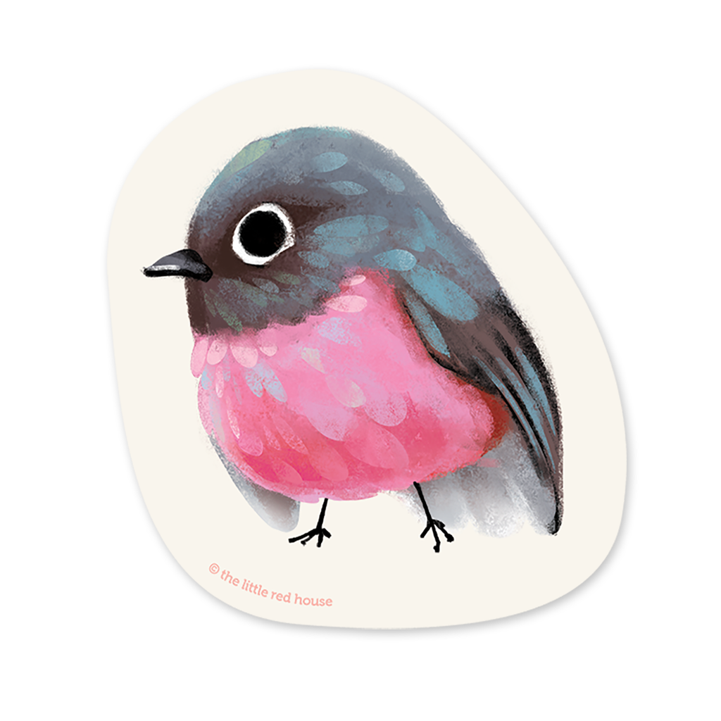 Petroica Rodinogaster Bird Vinyl Sticker (Pink Robin)