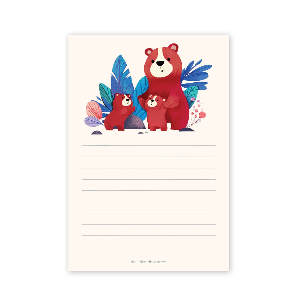 Bear Family Lined Note Pad