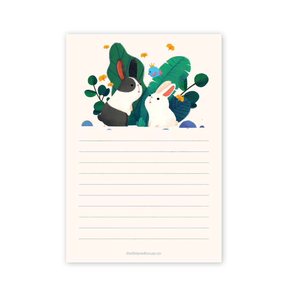 Bunnies and Bird Lined Notepad