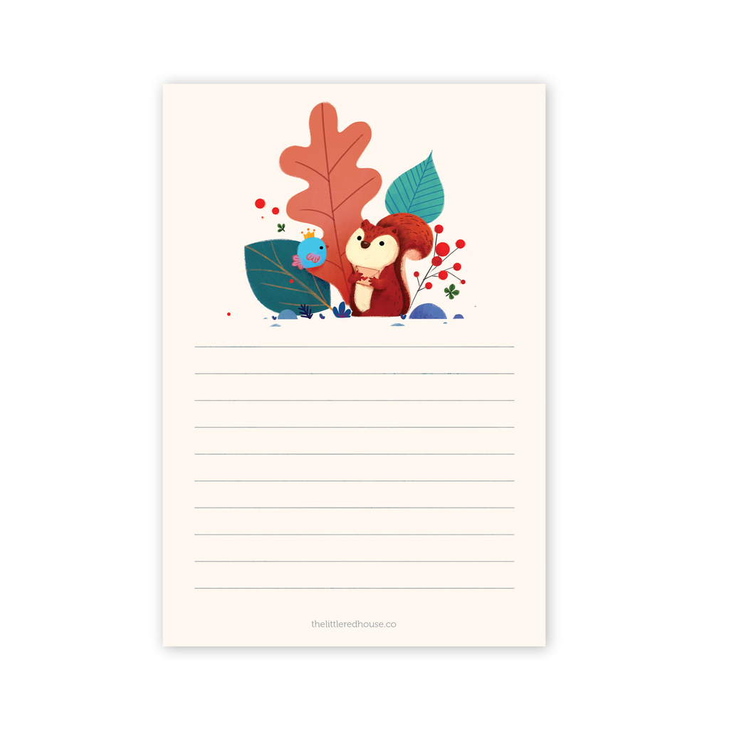 Squirrel and Bird Lined Notepad