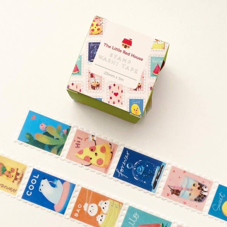 2.5cm Animals With Foods Stamp Washi Tape