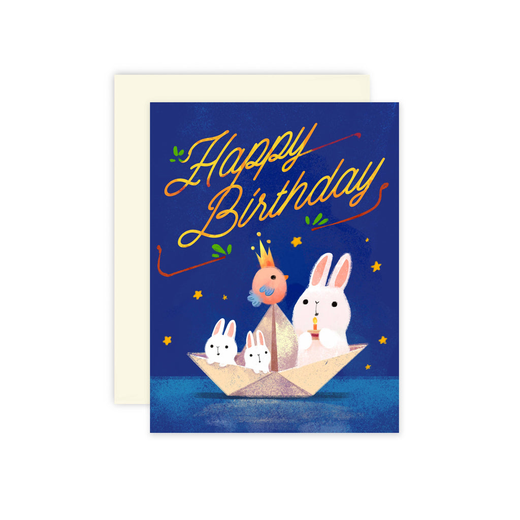 Bunnies Boat Birthday Card