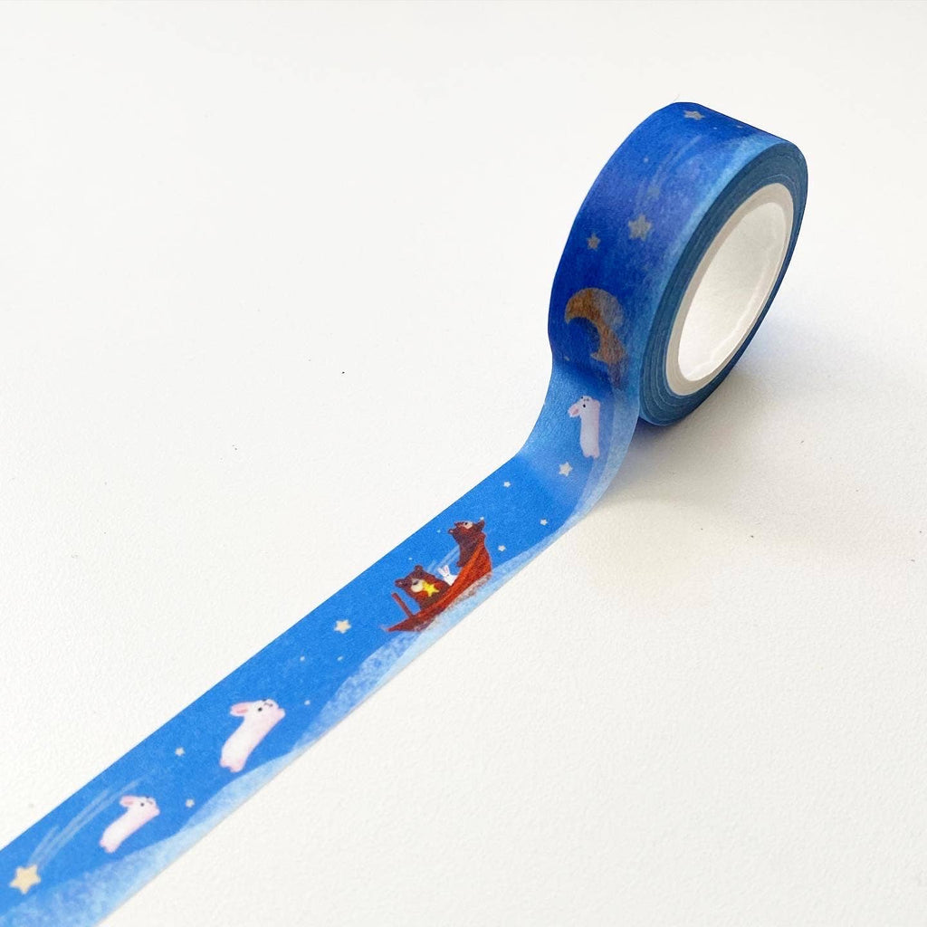 15mm Dreamy Night with Bunnies Bear Washi Tape