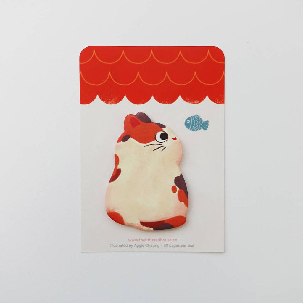 Calico Cat with Fish Die Cut Sticky Note