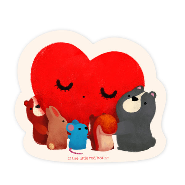 Heart Animal Friends Vinyl Sticker