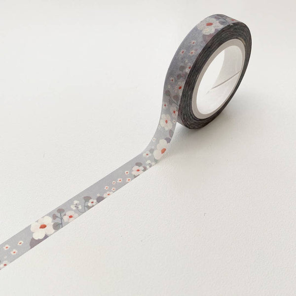 8mm Grey Floral Washi Tape