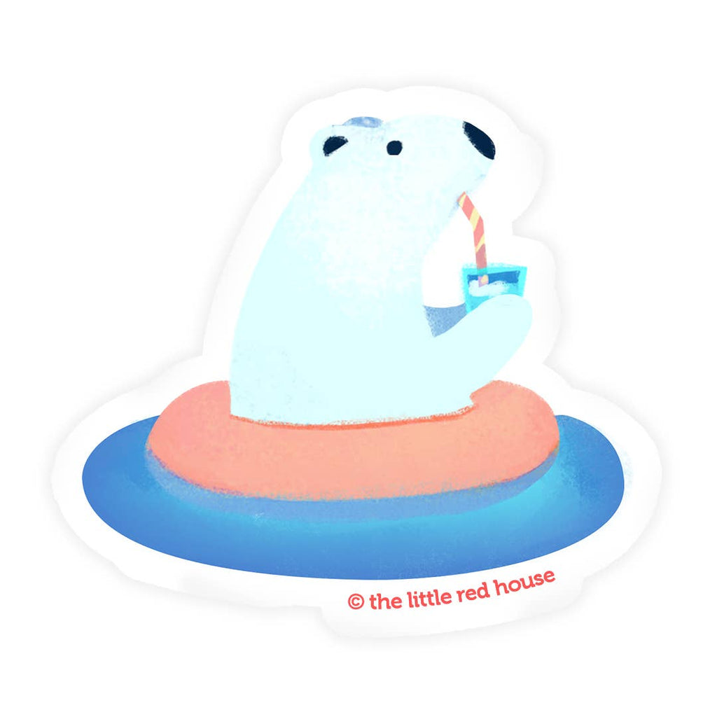 Polar Bear Drinking Soda Clear Sticker