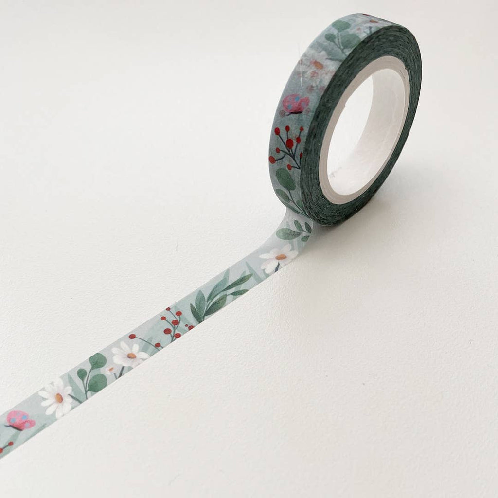 8mm Sage Green Floral Washi Tape