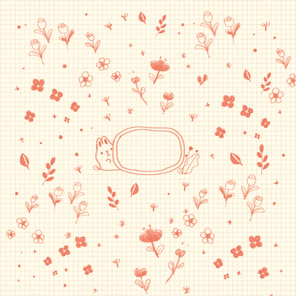 Mini Gift Wraps 6x6 - Coral Grid Bunny