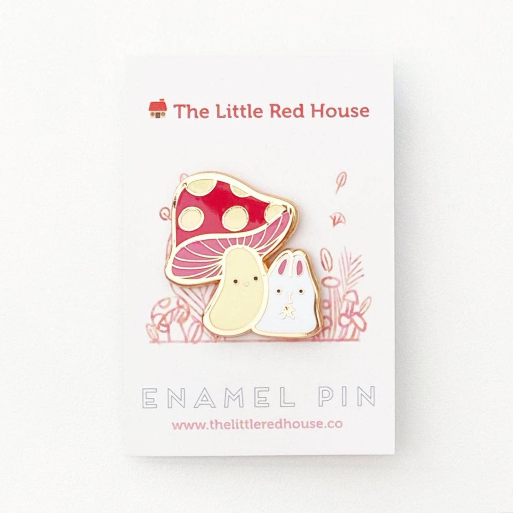 Mushroom and Bunny Enamel Pin