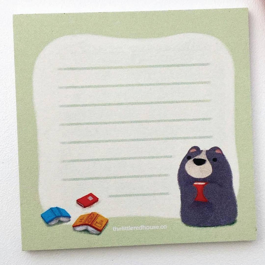 Bear with Books Lined Sticky Note