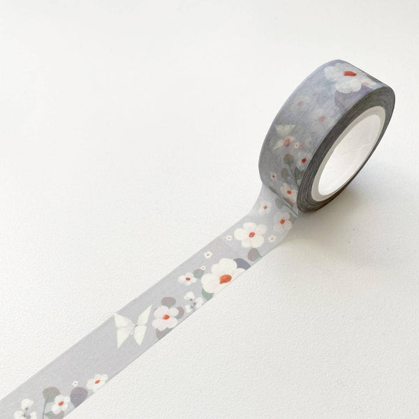 15mm Gray Color Floral with Origami Butterfly Washi Tape