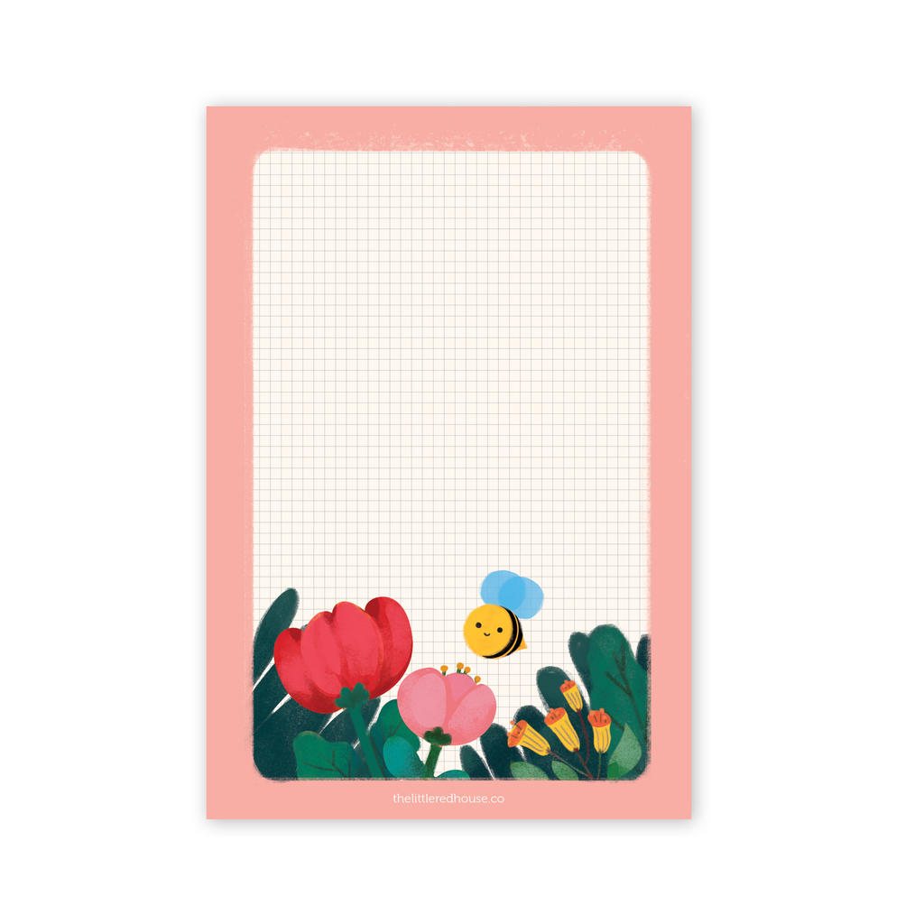 Grid Floral Bee Notepad