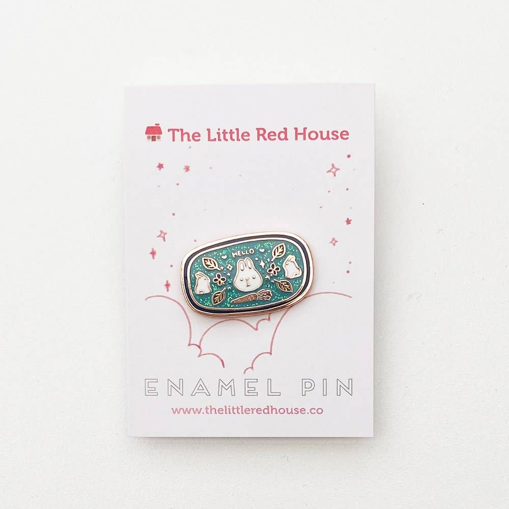 Spring Bunny Badge Speckle Enamel Pin