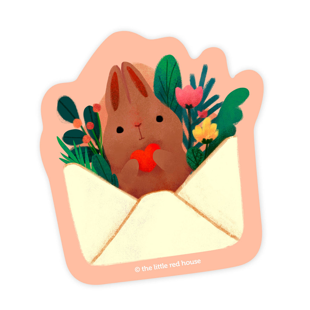 Brown Bunny Mail Vinyl Sticker