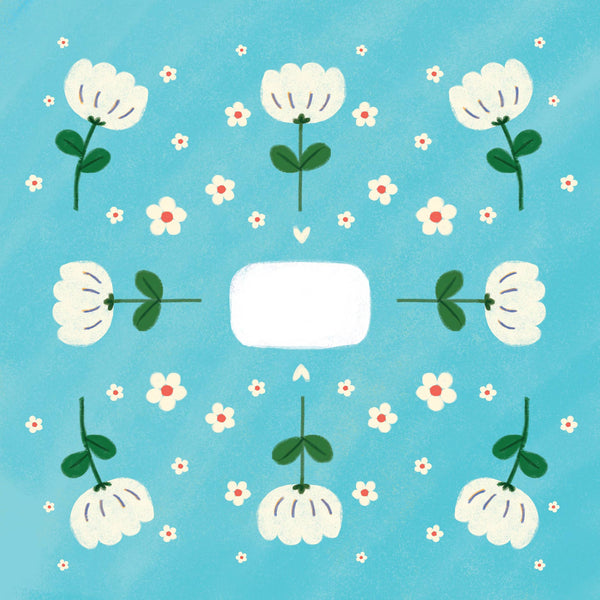 Mini Gift Wrap - Flowers Blue