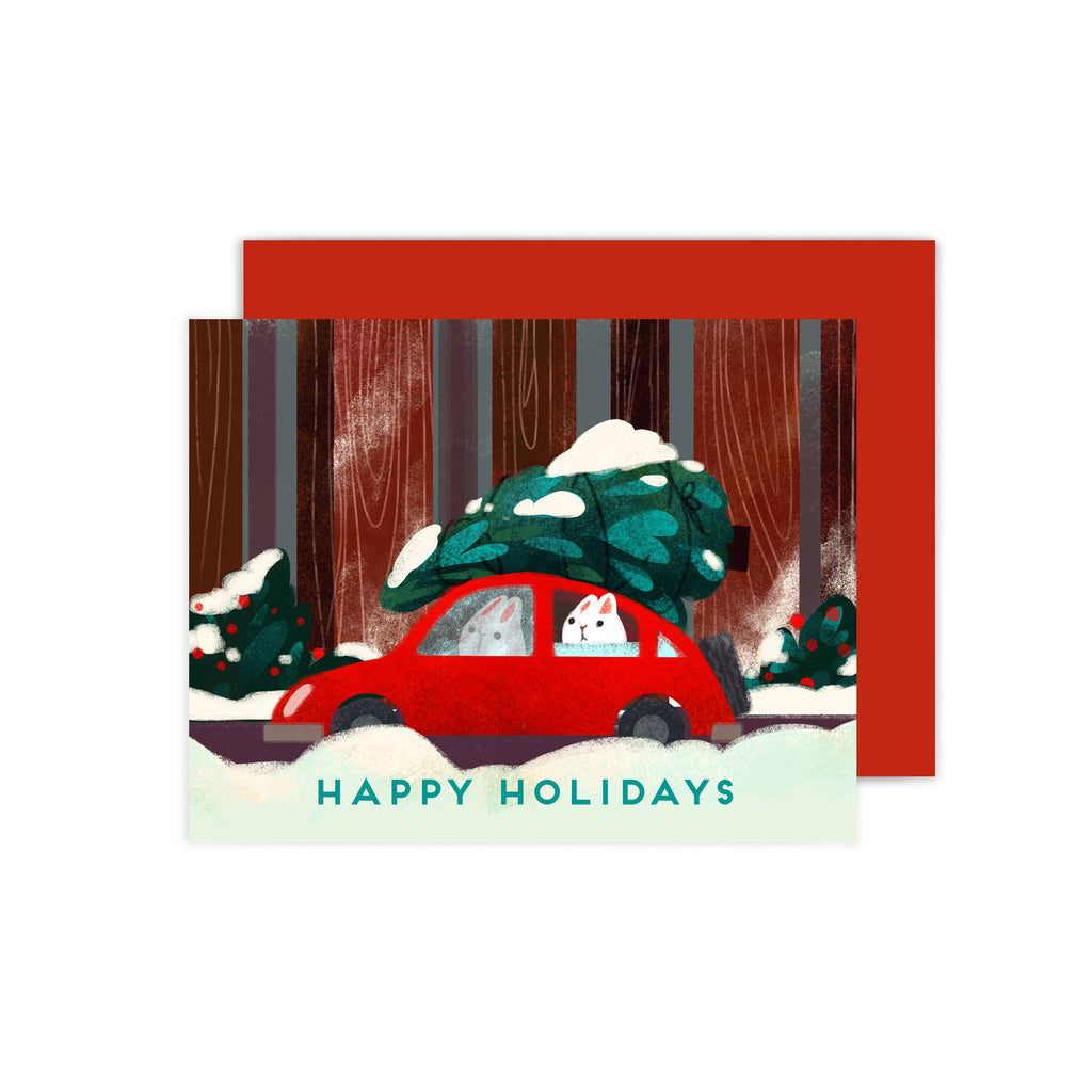 Christmas Tree Bunny Holiday Card