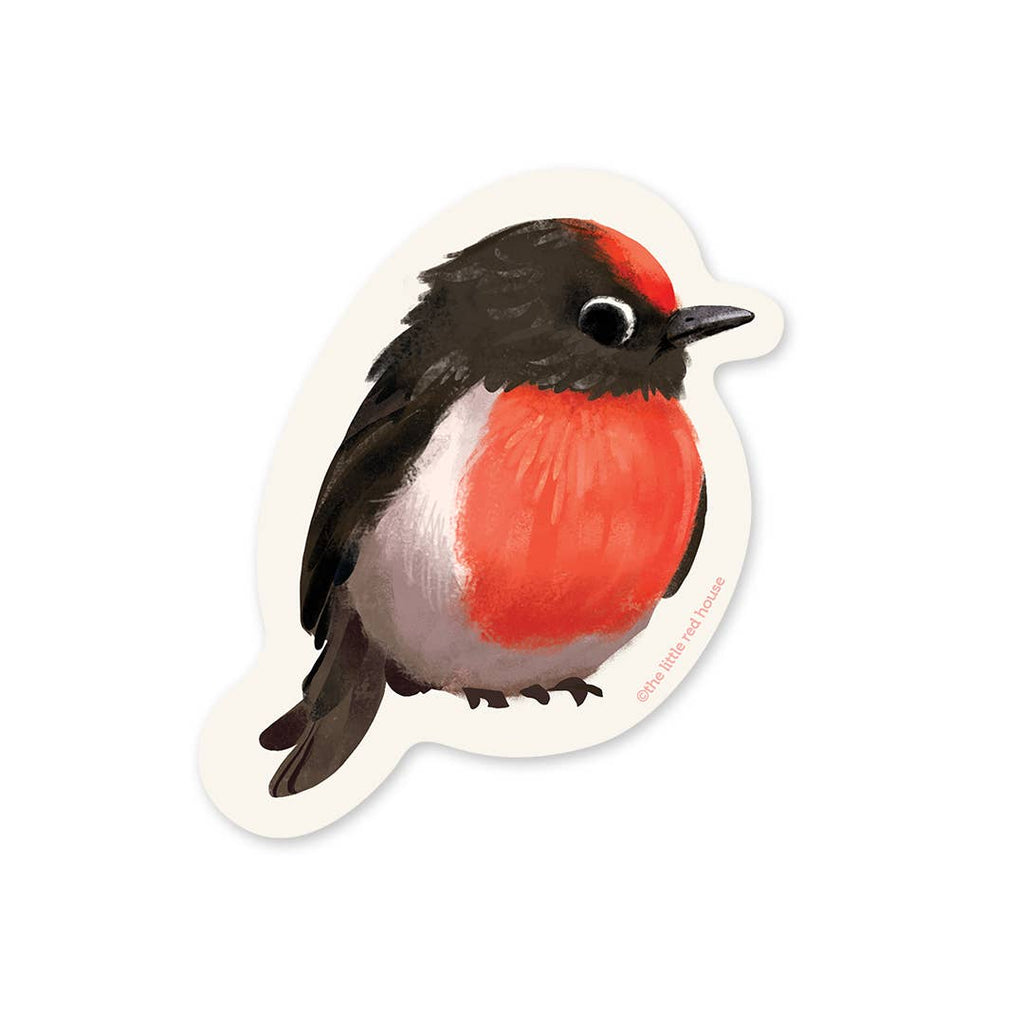 Red-Capped Robin Bird Vinyl Sticker