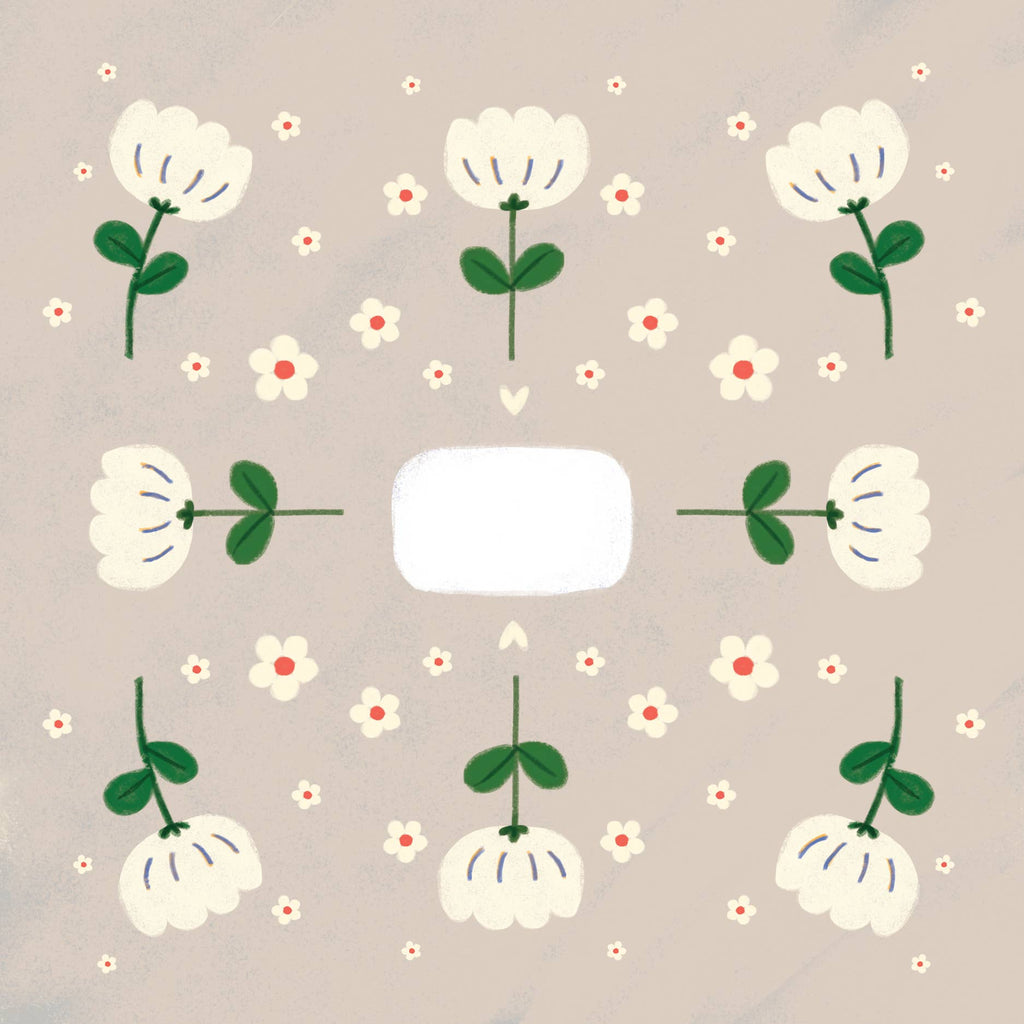 Mini Gift Wrap - Flowers Grey